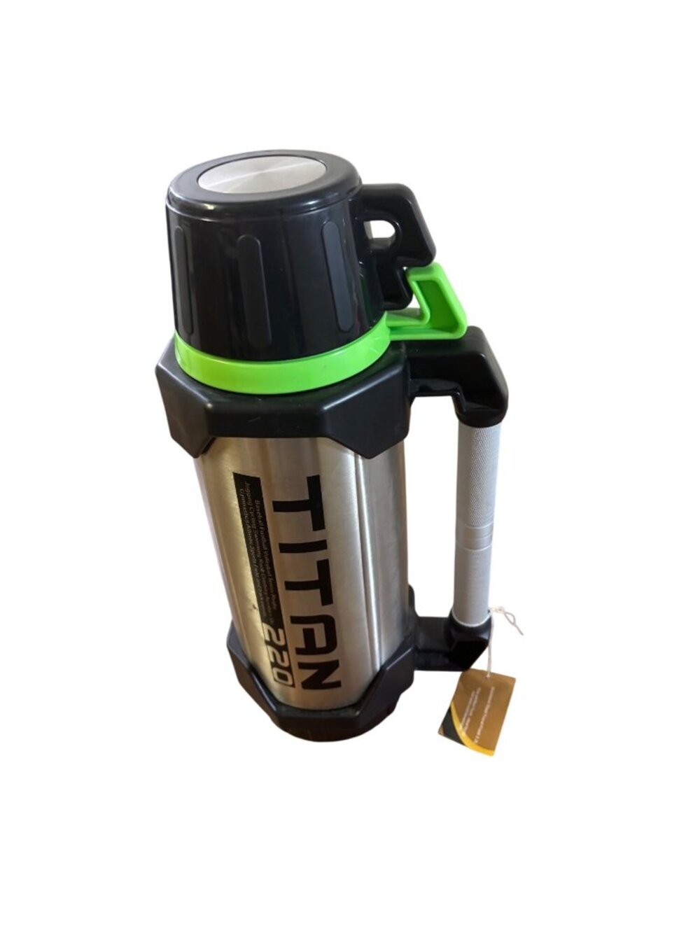 Titan 2.2L Stainless Steel Insulated Travel Flask With Cup & Handle - Green & Bl